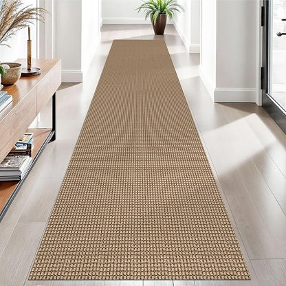 EARTHALL Woven Runner Rug 2.6x10 Ft Washable Runners for Hallways Long Non Slip Rubber Backed Kitchen Runner Braided Indoor Floor Carpet Runners for Entryway, Hallway, Kitchen, Orange/Tan/Brown