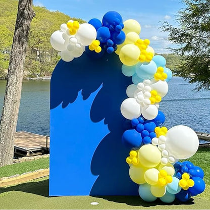 Yellow Blue Balloons, 60pcs 12 Inch Blue Yellow White Balloons, Dark Blue Gold Confetti Latex Balloon Helium for Graduation Birthday Wedding Baby Shower Party Decoration