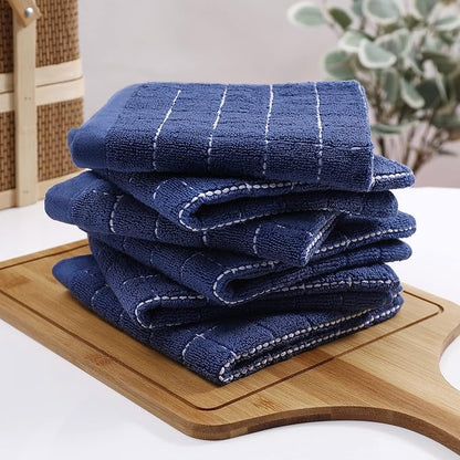 Homaxy 100% Cotton Terry Kitchen Dish Cloths, Ultra Soft and Absorbent Dish Towels for Kitchen, Suitable for Drying and Washing Dishes, 12 Pack, 12 x 12 Inches, Navy Blue