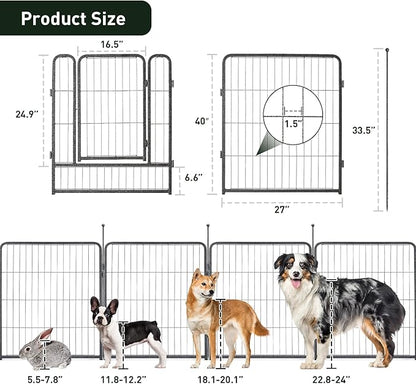 mestyl Dog Playpen, 40" Height 16 Panels Outdoor Pet Play Pen, Big Dog Exercise Play Pen for Large/Medium/Small Dogs, Foldable Puppy Pen for Indoor, Camping, RV, Anti-Rust Paint Finish, Quick Install
