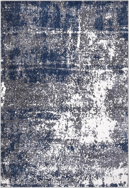 Keen Home Design Area Rugs - 5x8 Non-Shedding, Abstract Rugs for Kitchen, Living Room, Bedroom, Dining Room, Entryway - Size: 5'3" x 7'7", Navy/Grey/White