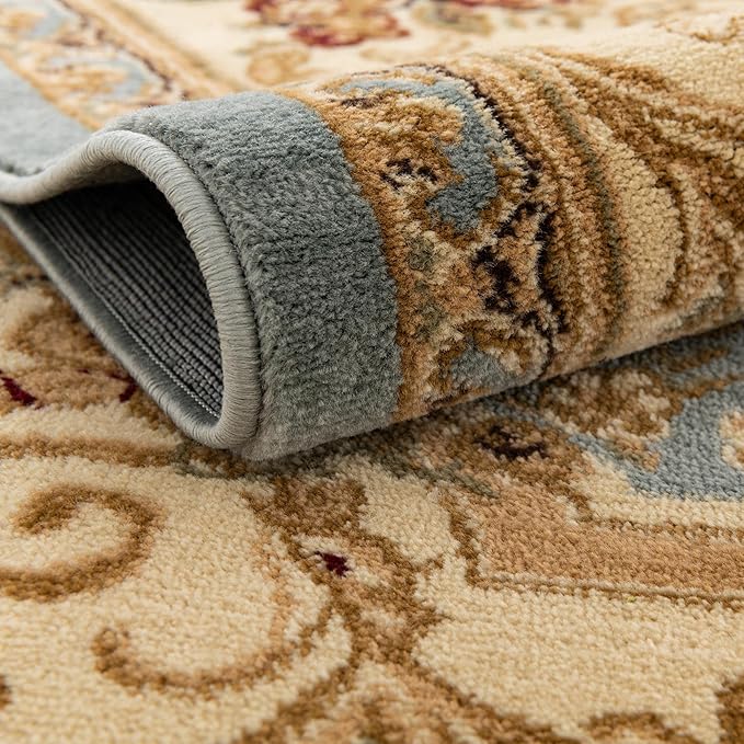 Rugs.com Chateau Collection Rug – 3' x 19' 8 Runner Light Blue Medium Rug Perfect for Hallways, Entryways