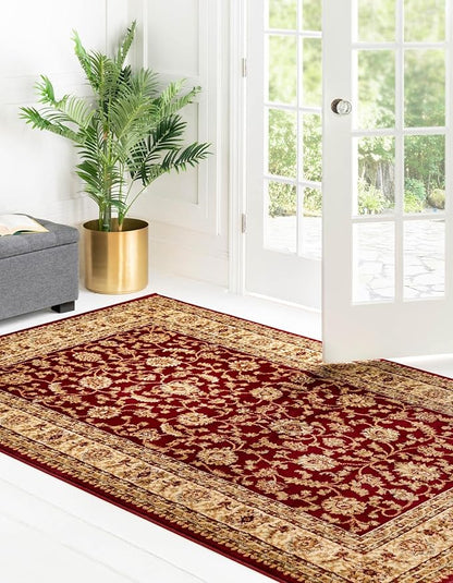 Rugs.com Aditi Collection Rug – 4' x 6' Red Low Rug Perfect for Living Rooms, Large Dining Rooms, Open Floorplans