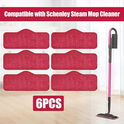 Steam Mop Pads for Schenley, 6-Pack Microfiber Pads for Schenley Steam Mop 7 in 1, Machine Washable Reusable Replacement Mop Pads Compatible with Schenley Steam Mop Cleaner