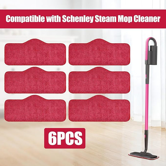 Steam Mop Pads for Schenley, 6-Pack Microfiber Pads for Schenley Steam Mop 7 in 1, Machine Washable Reusable Replacement Mop Pads Compatible with Schenley Steam Mop Cleaner