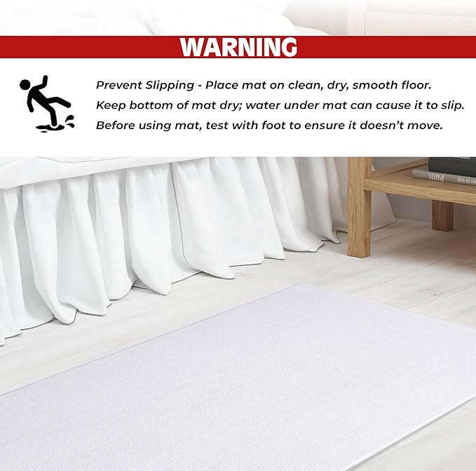 Cotton Paradise 100% Cotton Non Slip Bath Mats for Bathroom, 17x24 inch Soft Absorbent Quick Dry Machine Washable Floor Bath Mat, White