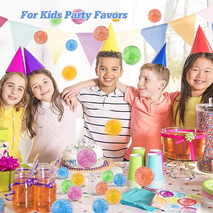 24 Pack Glitter Bouncy Balls for Kids 32 mm Rubber Bounce Balls in 6 Bright Colors — Bulk Party Favors, Goodie Bag Fillers, Easter Basket Stuffers, Classroom Rewards & Prizes