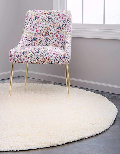 Unique Loom Solid Shag Collection Area Rug (6' 1" Round, Pure Ivory)