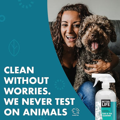 BETTER LIFE Bathroom Cleaner - Tea Tree Bathtub & Shower Cleaner Spray for Glass and Tile - Foaming Mold and Mildew Remover for Tub Works on Hard Water Stains - 32oz, Pack of 1