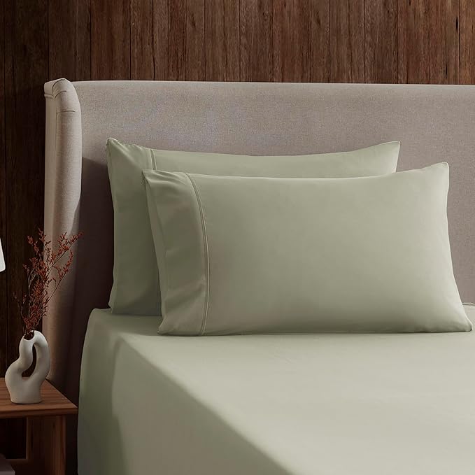 Nestl Full Sheet Set - Luxury 1800 Ultra-Soft Microfiber Full Bed Sheets - Double Brushed - Deep Pockets - Easy Fit - 4 Piece Set - Bedding Sheets & Pillowcases (Full, Light Green)
