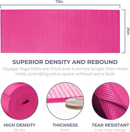 Sunshine Yoga Voyage Yoga Mat, 6 Pack, 72" x 24" Professional Studio and Gym Bulk Yoga Mats, 5mm Thick, Durable, Anti-Tear, Non Slip Fitness and Exercise Mats