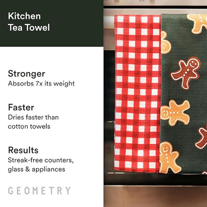GEOMETRY Kitchen Towel – Spring & Summer Quick Dry Microfiber Dish for Kitchen Drying – Premium Quick Dry, Merry Green