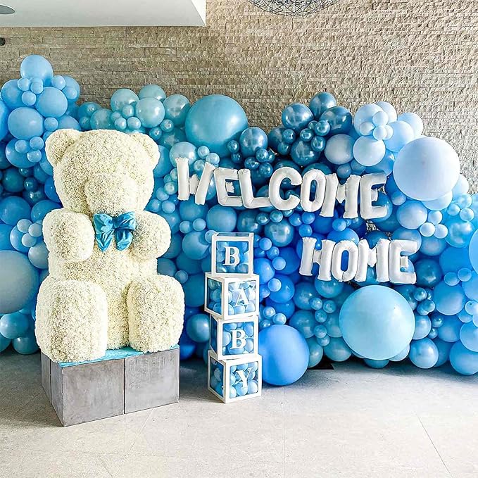PartyWoo Light Blue Balloons 50 pcs 12 Inch Pearl Baby Pastel Sky Aqua Blue Balloons for Graduation Baby Shower Gender Reveal Weddings Under the Sea Birthday Party Decorations Blue-Z02