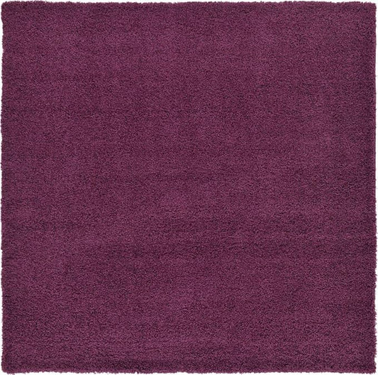 Unique Loom Solid Shag Collection Area Rug (8' Square, Eggplant Purple)