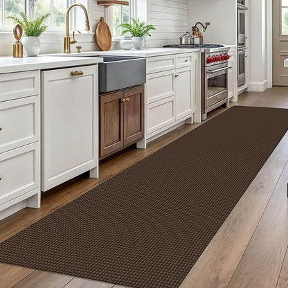 EARTHALL Woven Runner Rug 3x10 Ft Washable Runners for Hallways Long Non Slip Rubber Backed Kitchen Runner Braided Indoor Floor Carpet Runners for Entryway, Hallway, Kitchen, Brown