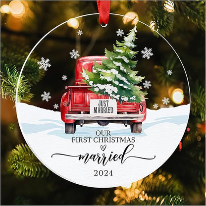 Our First Christmas in Our New Apartment 2025 Xmas Ceramic Ornament - Apartment Decor House Warming Gifts 1st Apartment Christmas Ornament (Married Ornament 2)