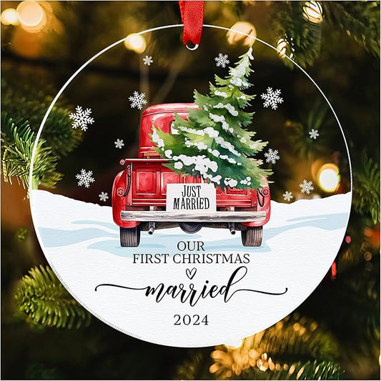 Our First Christmas in Our New Apartment 2025 Xmas Ceramic Ornament - Apartment Decor House Warming Gifts 1st Apartment Christmas Ornament (Married Ornament 2)