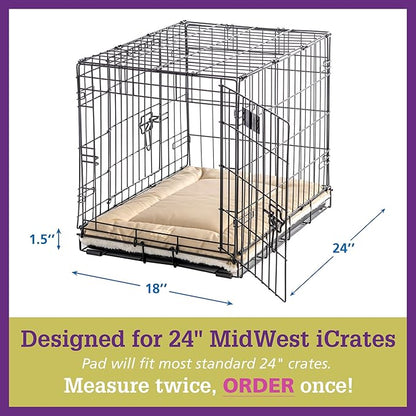 Pet Dreams Dog Crate Pad - Washable Kennel Mat, Crate Pads for Dog Cages, Non-Toxic, Flat Indoor Cat Bed, Fits iCrate 18, 24, 30, 36, 42, 48 Inches (Grey, Small, 24")