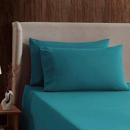 Nestl Full XL Sheet Set - Luxury 1800 Ultra-Soft Microfiber Full Extra Long Bed Sheets - Double Brushed - Deep Pockets - Easy Fit - 4 Piece Set - Bedding Sheets & Pillowcases (Full XL, Teal)