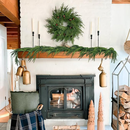 Christmas Decorations - Christmas Garland - 6 Ft Artificial Norfolk Pine Garland - Realistic Greenery Home Decor for Mantle Fireplace Stairs Railing Table Door Porch Xmas Decorations Indoor Outdoor