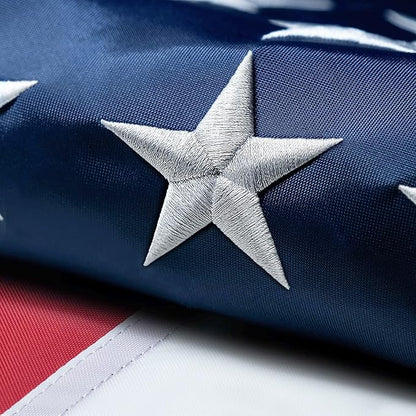 American Flag 2.5x4 FT Outdoor, Heavy Duty High Wind US Flag, Embroidered Stars, Sewn Stripes, Brass Grommets, Indestructible Tough USA Flags Suitable for Outside