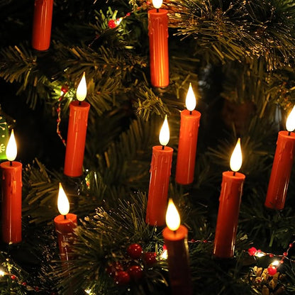 Set of 10 PCS Flickering Christmas Tree Candle Lights, Clip on Candles for Christmas Tree Battery Operated with Remote, Flameless LED Window Candles for Home Christmas Party Decoration