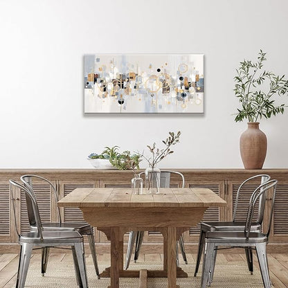 Abstract Wall Art Decor Modern Minimalist Circles Gold Grey Artwork Canvas Wall Art For Bedroom Living Room Kitchen Bathroom Apartment Home Wall Decor 20x40 Inch Ready To Hang