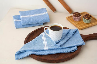 LANE LINEN Kitchen Towels Set - 100% Pure Cotton Dish Towels for Kitchen, Super Absorbent Kitchen Hand Towel, Tea Towels, Soft & Durable Dish Cloths, Pack of 6 – 14”x25”, Indigo