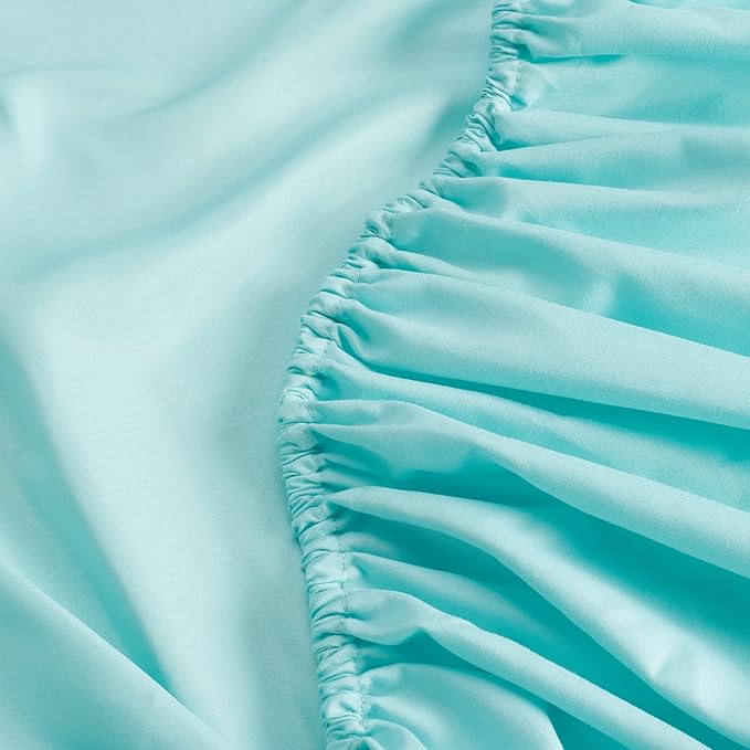 Serta Simply Clean Super Soft Hypoallergenic Stain Resistant Deep Pocket 4 Pieces Solid Bed Sheet Set, King, Turquoise