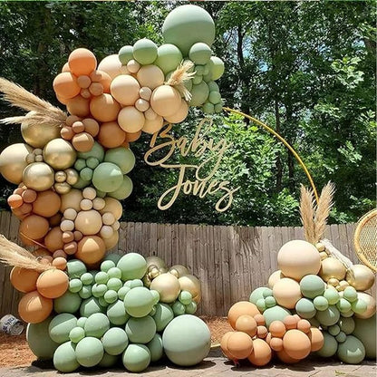 Green Gold Brown Balloon, 60 Pcs 12 Inches Olive Green Dark Brown Coffee Nude Gold Balloons for Jungle Safari Woodland Hunting Birthday Decorations