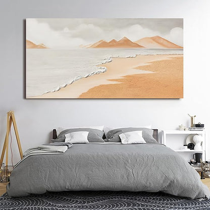 Canvas White Wall Art Decor Abstract Canvas Art Wall Decor Beach Coastal Wall Art Prints Large Modern Wall Art Decorations Oversized Artwork for Walls Bedroom Office Kitchen Wall Decor 29" X 58"