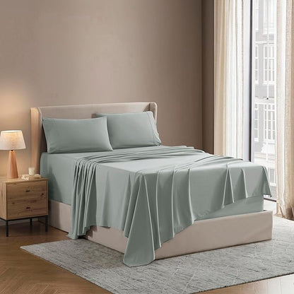 Nestl California King Sheet Set - 1800 Ultra-Soft Microfiber Cal King Bed Sheets - Double Brushed - Deep Pockets - Easy Fit - 4 Piece Set - Bed Sheets (California King, Sage Green)