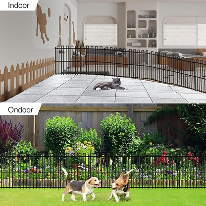 15 Panels No Dig Animal Barrier Fence, 32in(H) x 30ft(L) Garden Edging Border Fencing, Rustproof Metal Stakes Decorative Garden Fence, Dog Digging Defense Fencing Barrier for Outdoor, Yard, Patio