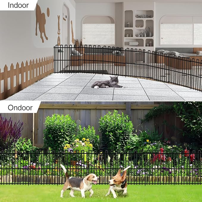 25 Panels No Dig Animal Barrier Fence, 32in(H) x 49ft(L) Garden Edging Border Fencing, Rustproof Metal Stakes Decorative Garden Fence, Dog Digging Defense Fencing Barrier for Outdoor, Yard, Patio
