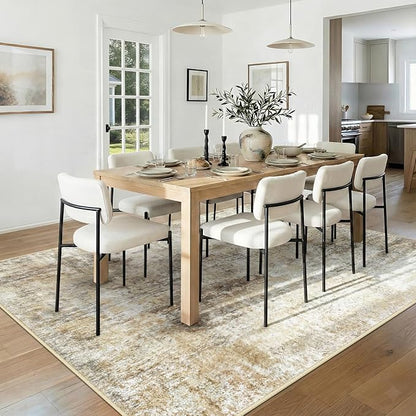 Washable Area Rugs 6'x8' Non-Slip Modern Abstract Soft for Living Room Entryway Bedroom Nursery, Print Pattern, Neutral Brown Gray