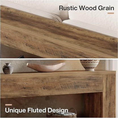 Tribesigns 70.9-Inch Console Tables for Entryway, Narrow Wooden Long Sofa Table Behind The Couch, Farmhouse Fluted Hallway Accent Table for for Living Room, Entrance, Foyer, Rustic Brown
