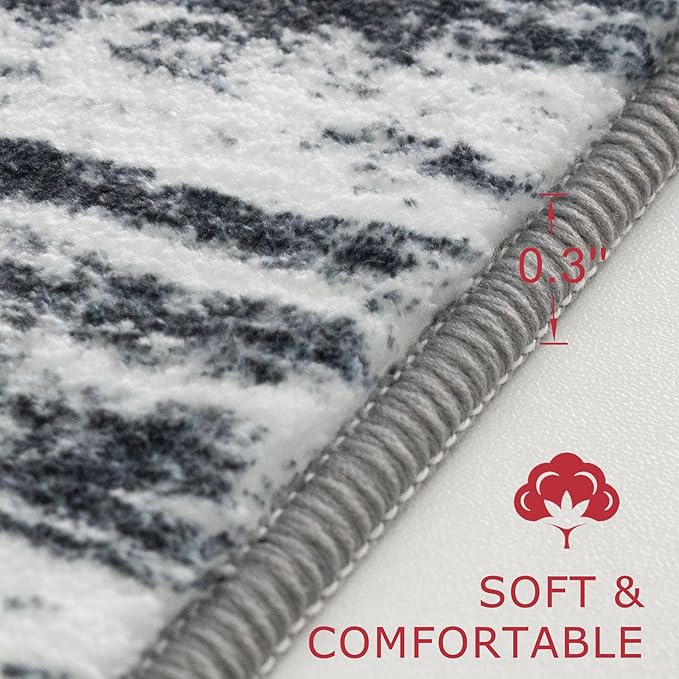KOZYFLY 4x6 Area Rug Modern Ombre Rugs for Bedroom, Washable Rug Non-Slip Soft Striped Living Room Rug, Black Navy Blue Grey Abstract Carpet for Laundry Nursery