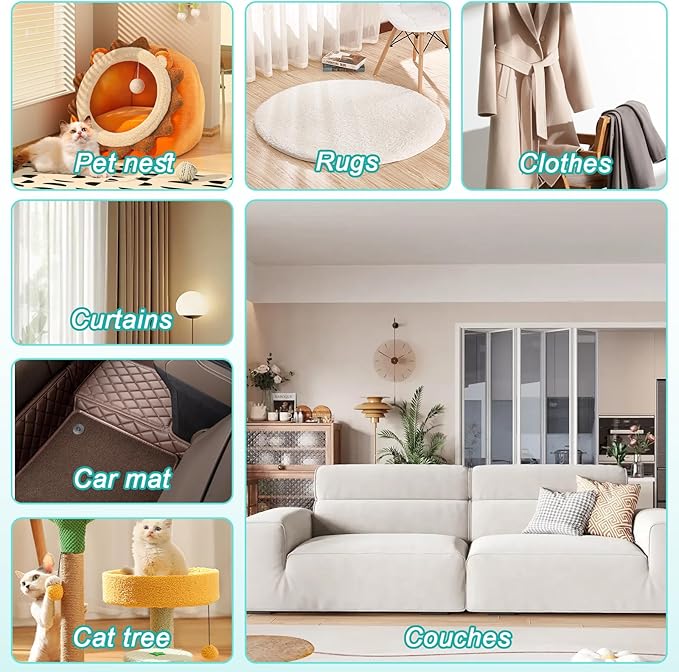 Carpet Rake for Pet Hair Removal - Reusable with Adjustable Long Handle, Dog & Cat Fur Brush & Scraper for Rugs, Floor Mats, Couches, Furniture and Car Interiors