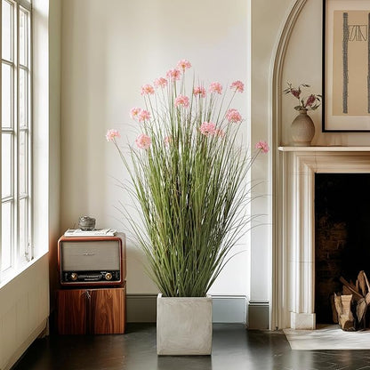57in Lifelike Artificial Tall Grass Plant with 19 Lifelike Dandelion Flower and Non-Toxic,odorless Fake Tall Frass Plant Fake Plants for Indoor Decoration,Home Decor
