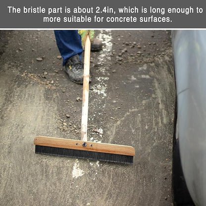 1 Pack 24 Inches Black Concrete Broom Finishing Without Handle Wood Backed Brush with Mounting Threads for Concrete Finishes Hard Floors Yards