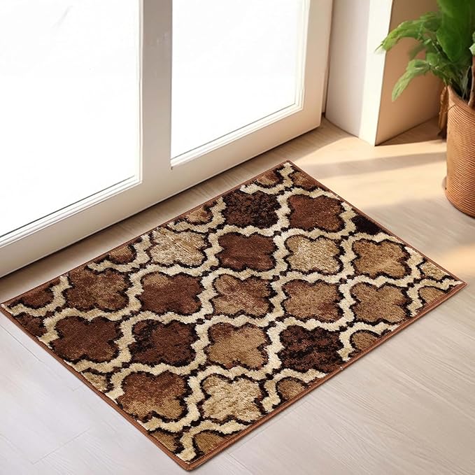 Superior Indoor Small Area Rug, Jute Backed, Perfect for Living/Dining Room, Bedroom, Office, Kitchen, Entryway, Modern Geometric Trellis Floor Decor, Viking Collection 2' x 3' - Brown
