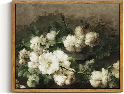 InSimSea Framed Canvas Wall Art Vintage Decor, Flower Prints Room Wall Decor, Botanical Prints Wall Art for Living Room Decorations, Rustic Artwork for Bathroom Bedroom, 9"x11"