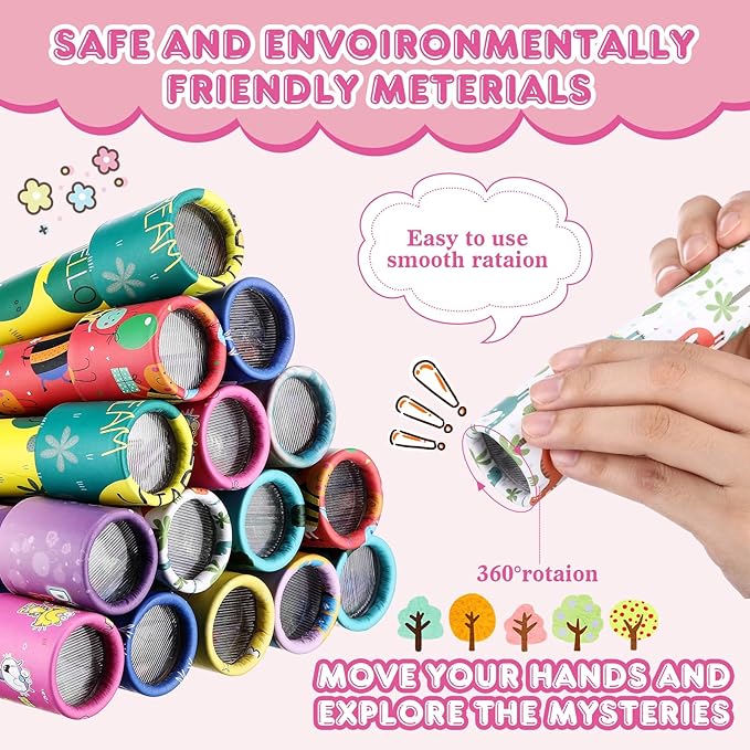 Jerify 100 Pcs Classic Kaleidoscopes Bulk Kids Birthday Party Favor Educational Kaleidoscope Toy Return Gift Retro Goody Bag Fillers for School Classroom Carnival Prizes, Random Pattern