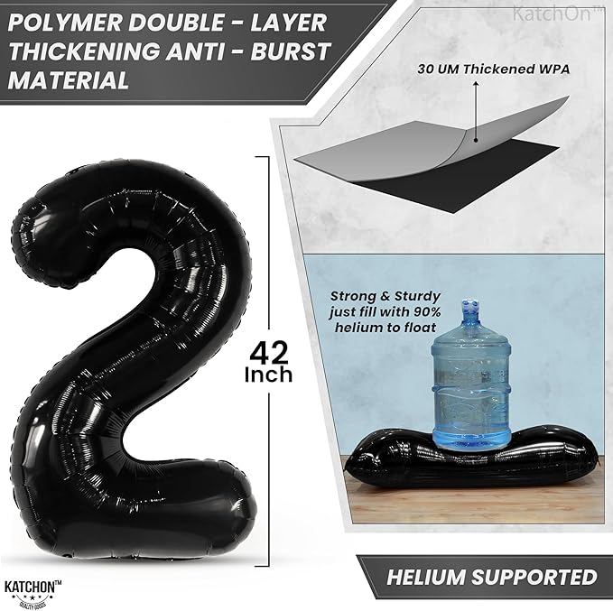 KatchOn, Giant Black 2026 Balloons – 42 Inch | New Year Balloons | 2026 Balloon Numbers | Black Balloon for New Years Decorations 2026 | NYE Decorations | New Years Eve Party Supplies 2026