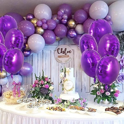 TONIFUL 30Pcs 18 Inch Large Purple Round Shape Foil Balloons Big Purple Circle Helium Mylar Ballons for New Year Halloween Chrismas Birthday Wedding Anniversary Engagement Party
