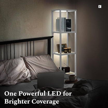 FENLO LED Display Shelf Unit – Dimmable Lighted Furniture for Bedroom, Living Room, or Office – Glass Curio Cabinet Shelf Lamp with App + Remote Control + Adjustable Lighting