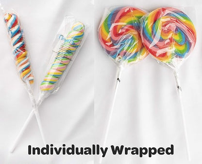 288 Large Rainbow Lollipop Bulk, |144 Rainbow Large Swirl Suckers 3" and 144 Twisty Lollipops 3" ●NEW IMPROVED UNBREAKABLE PACKAGING ● Great Holiday Party Favors, Open House Giveaways (288)