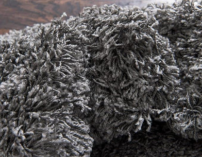 Unique Loom Solid Shag Collection Area Rug (5' 1" Round Graphite Gray)