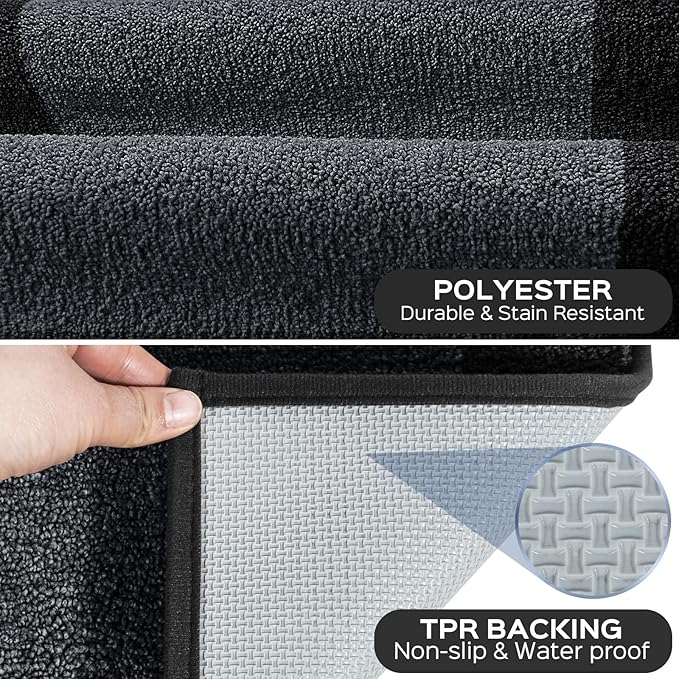 Machine Washable (24" x 36"+ 24" x 60"') Kitchen Rugs Set of 2, Non Slip Kitchen Mats for Floor, Absorbent Entrance Runner Rugs for Bedroom, Hallway, Bathroom, Door (Roll Packing)