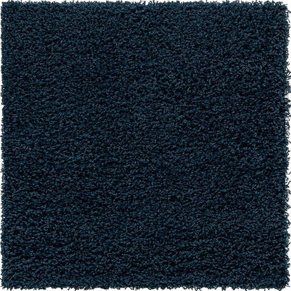 Unique Loom Solid Shag Collection Area Rug (3' 3" Square, Sapphire Blue/ Navy Blue)